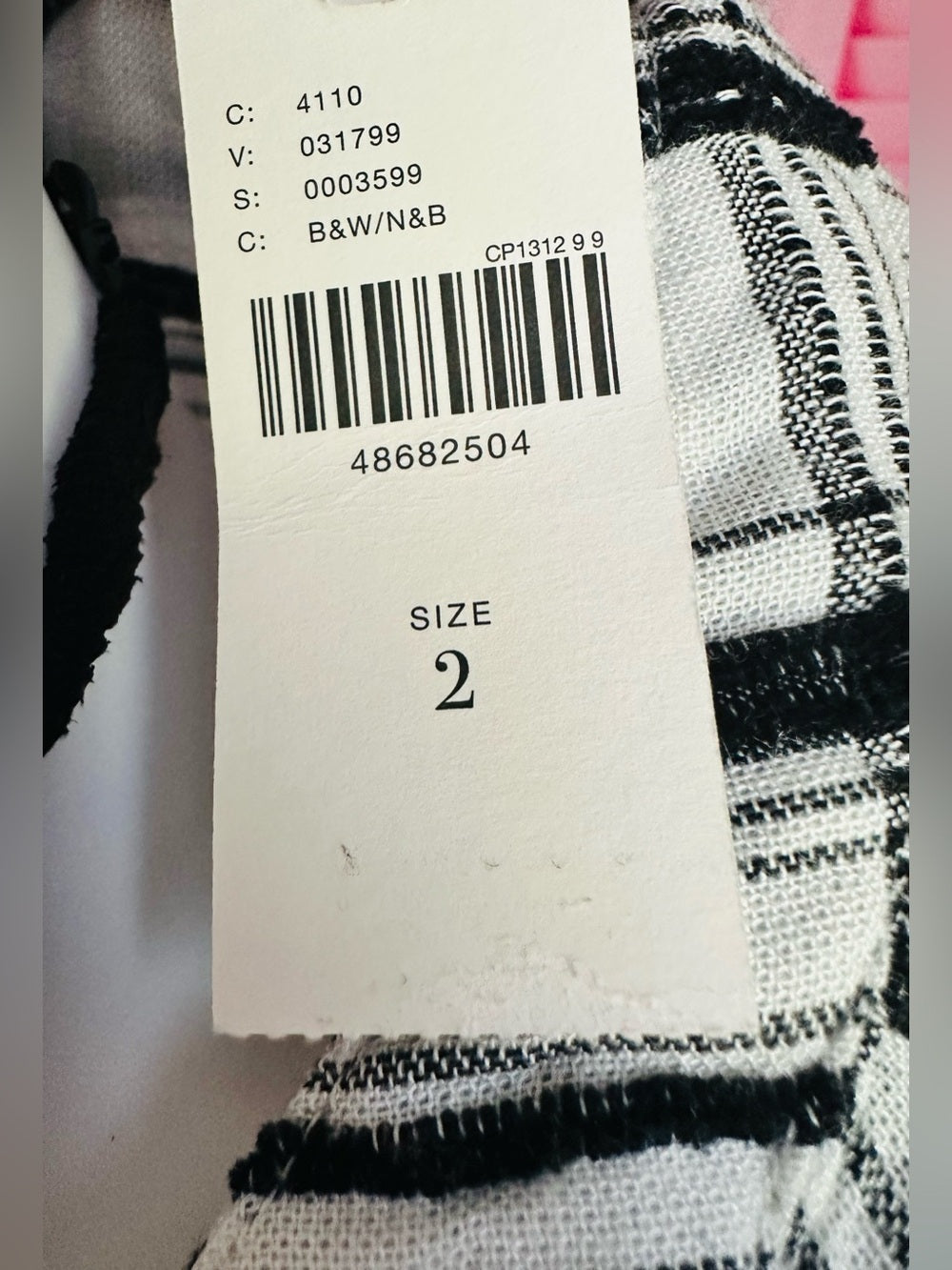 Anthropologie Black & White Plaid Belted Tunic