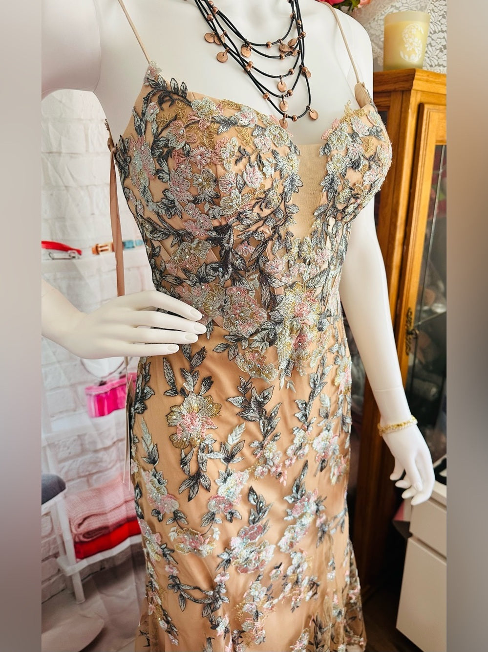 Mac Duggal Embroidered Floral Trumpet Gown