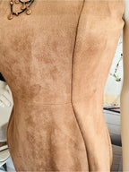 Calvin Klein Faux Suede Sheath Dress Camel Tan Sleeveless