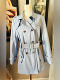 Calvin Klein Light Blue Belted Double Breasted Trench Coat