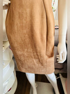 Calvin Klein Faux Suede Sheath Dress Camel Tan Sleeveless