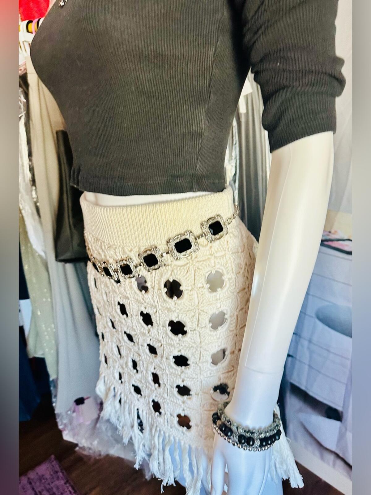Le Superbe Gypset Crochet Mirrored Mini Skirt