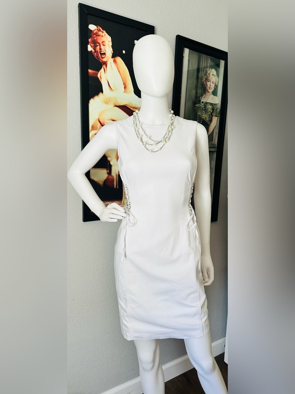 Calvin Klein White Lace-Up Side Sheath Dress
