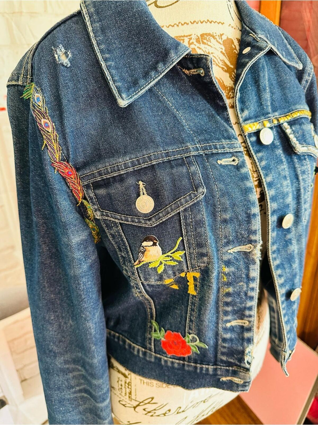 Vintage Paris Blues Embroidered Denim Jacket