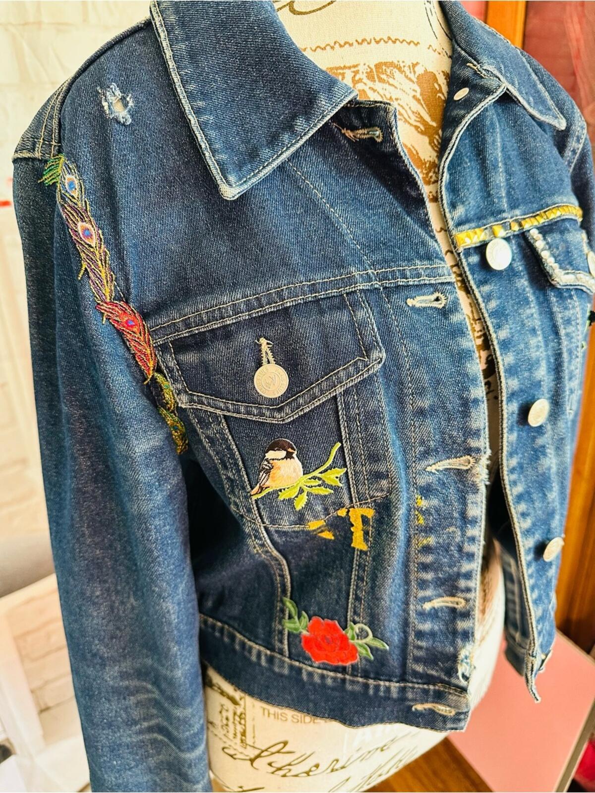 Vintage Paris Blues Embroidered Denim Jacket