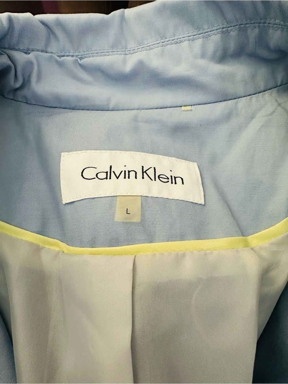 Calvin Klein Light Blue Belted Double Breasted Trench Coat