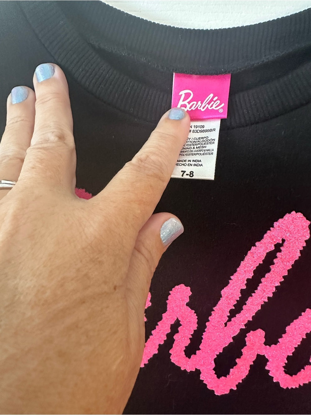 Barbie Black Sweatshirt Dress with Pink Logo and Pink Tulle Skirt