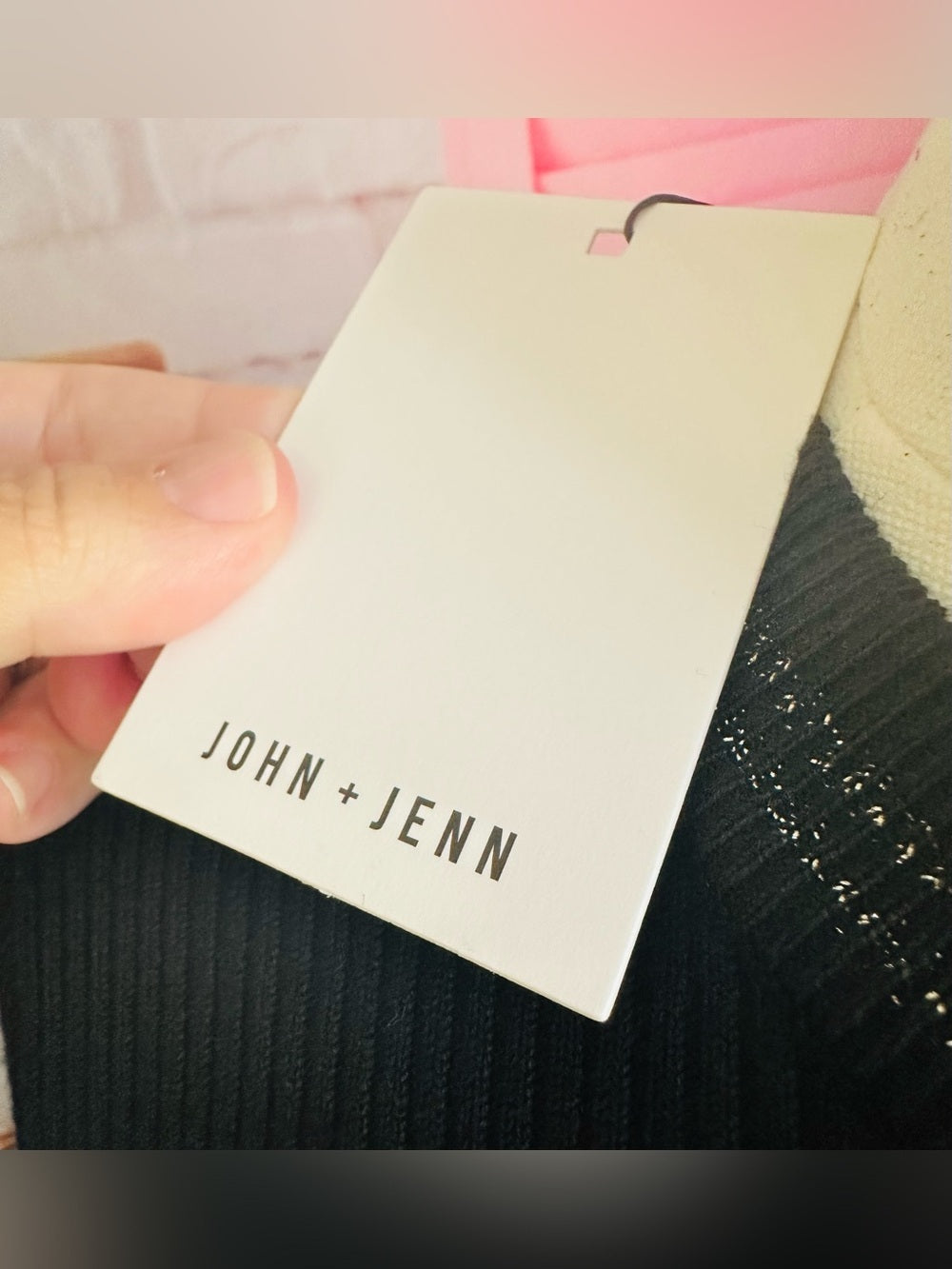John + Jenn Black Ribbed Metallic-Strip Long-Sleeve Bodycon Dress