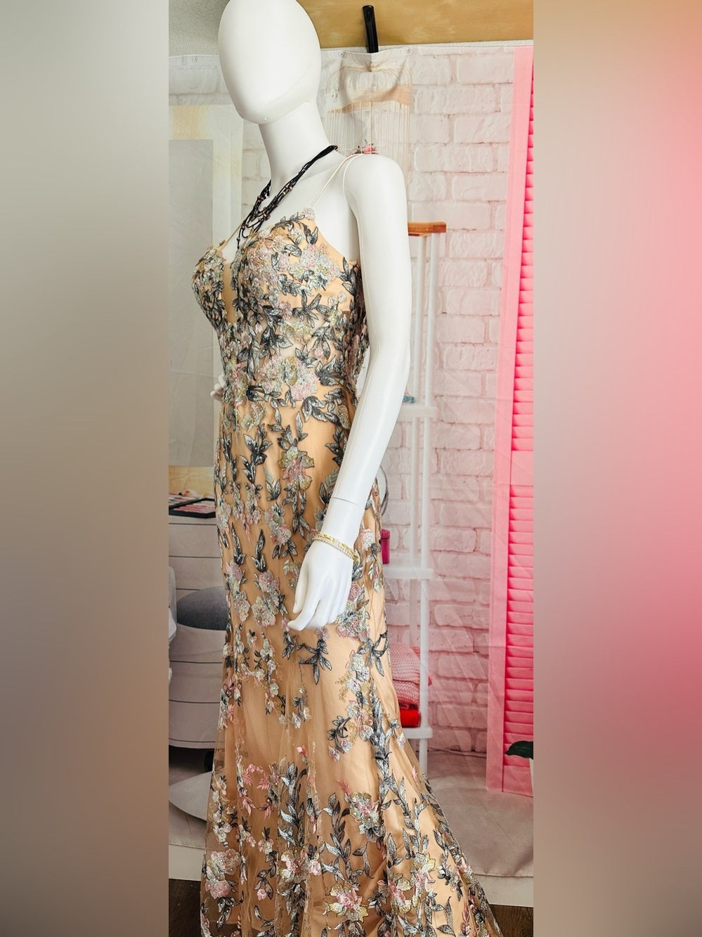 Mac Duggal Embroidered Floral Trumpet Gown