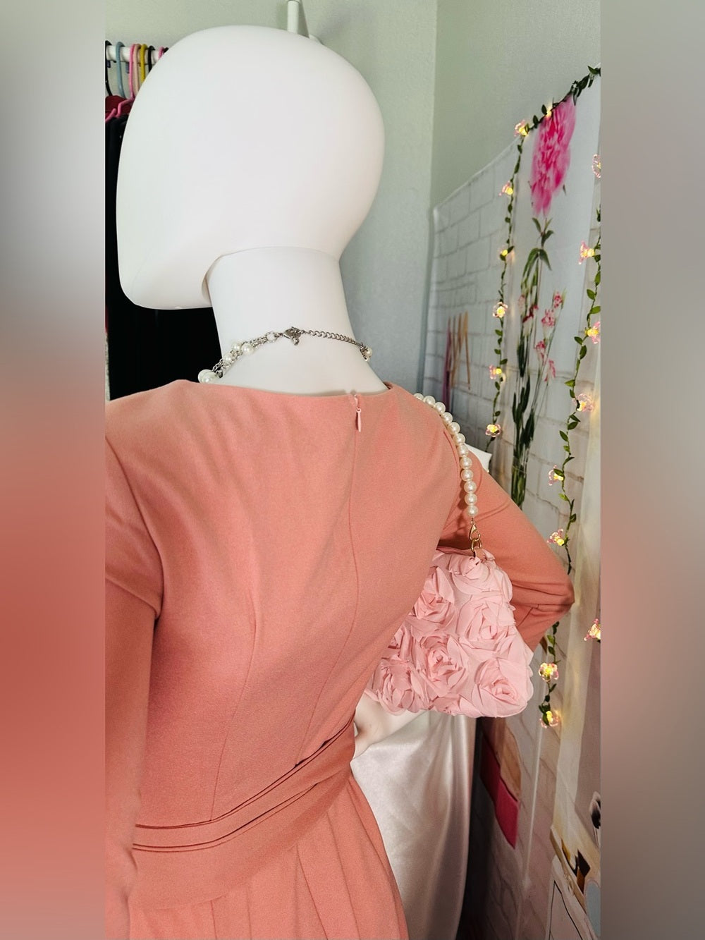 Dress Tells Dusty Rose Pink Belted A-Line Midi Dress
