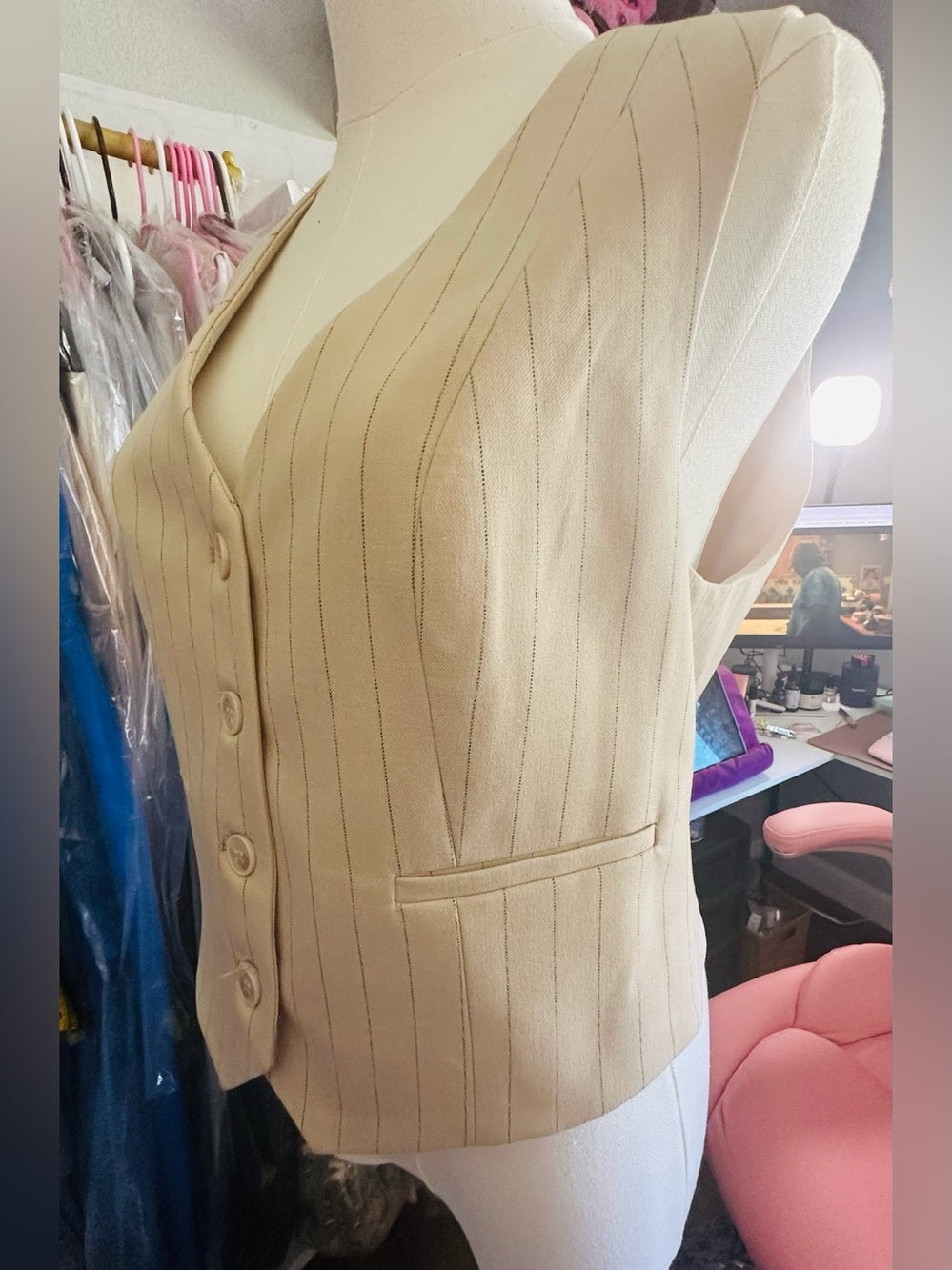Rachel Zoe Pinstripe Tailored Waistcoat Vest