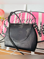 Vintage Y2K Satin Jacquard Floral Print Evening Bag