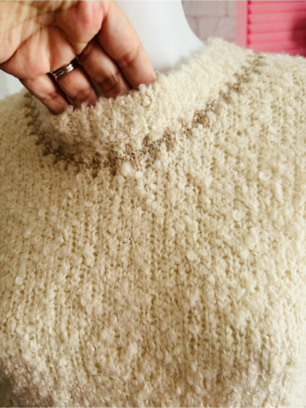 Z Supply Romnie Sweater Cream Textured Whipstitch Cozy Knit