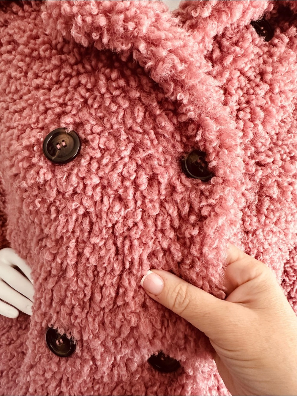 Topshop Blush Ami Borg Faux Fur Jacket