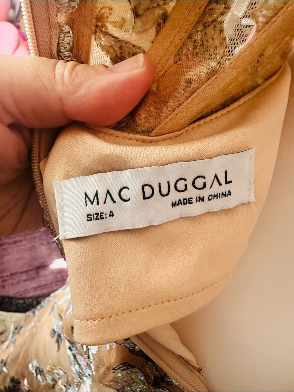 Mac Duggal Embroidered Floral Trumpet Gown