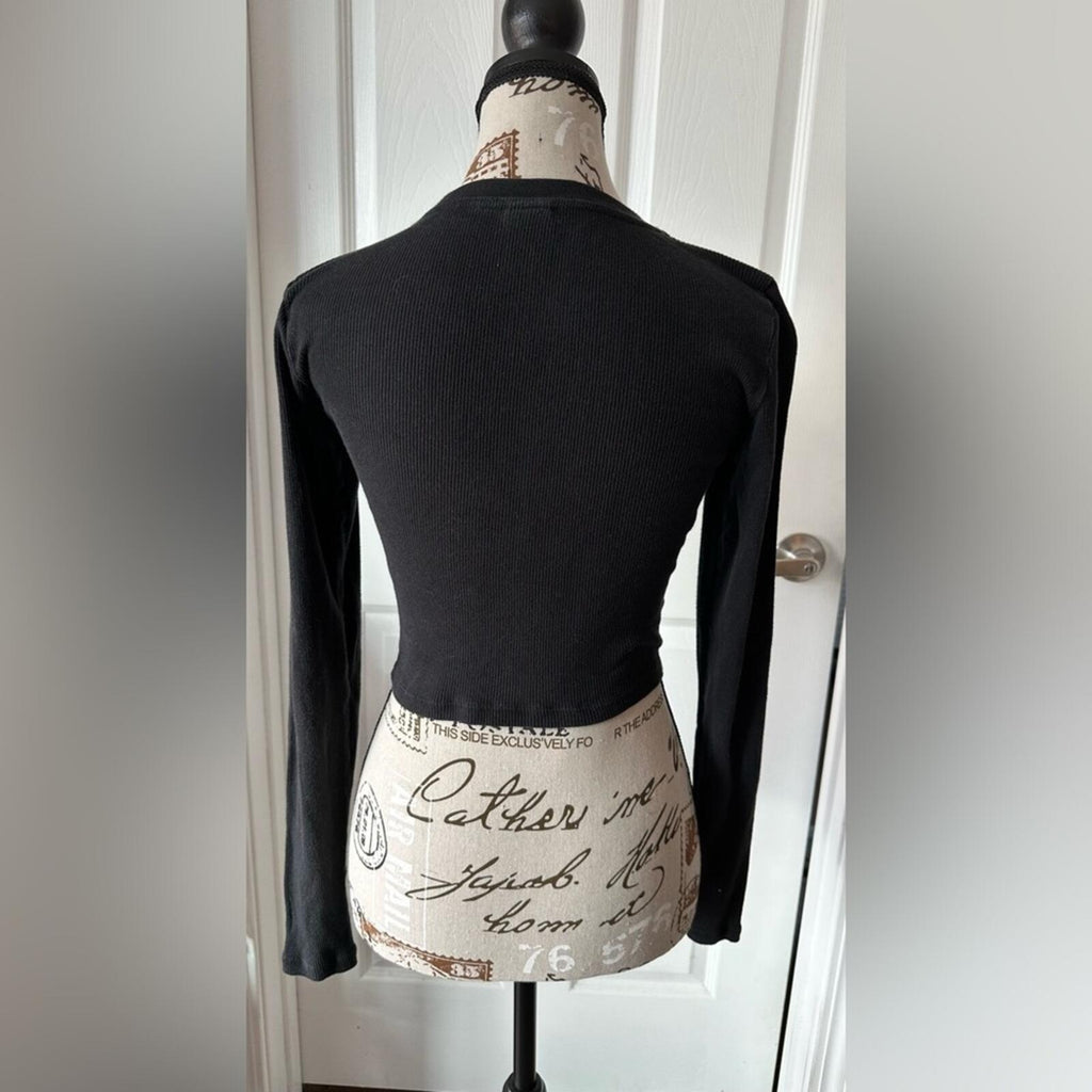 TNA Sleek Black Long Sleeve Crop Top
