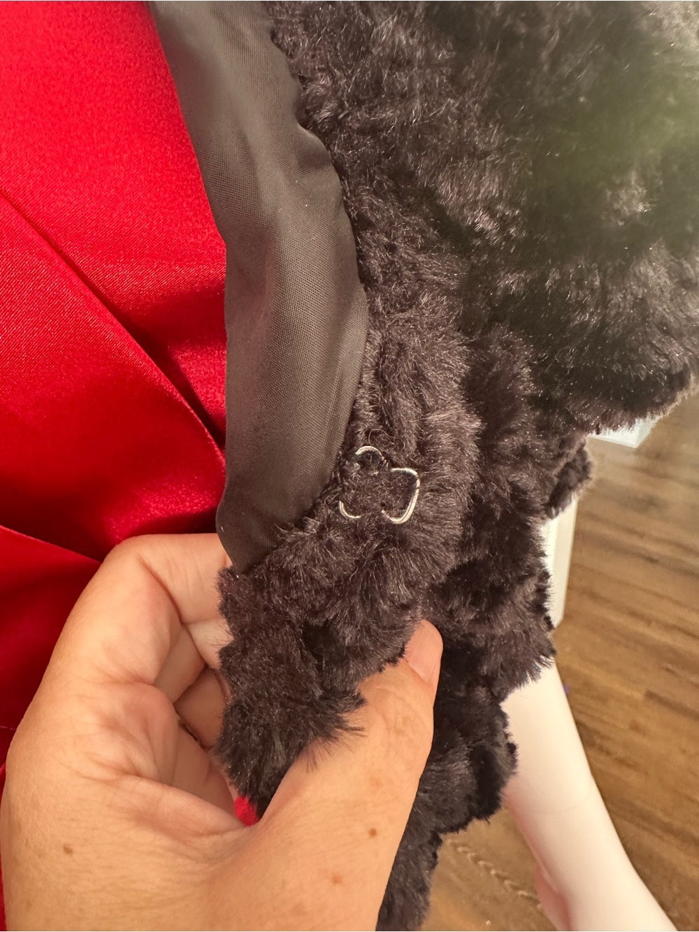 My Michelle Black Faux Fur Cropped Teddy Jacket