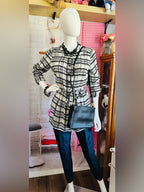 Anthropologie Black & White Plaid Belted Tunic