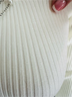 Forever 21 Ivory Shimmer Ribbed Knit Off Shoulder Midi Dress