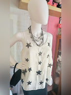 Two by Vince Camuto White Star Sequin Camisole