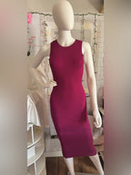 Forever 21 Berry Pink Ribbed Knit Bodycon Midi Dress NWT