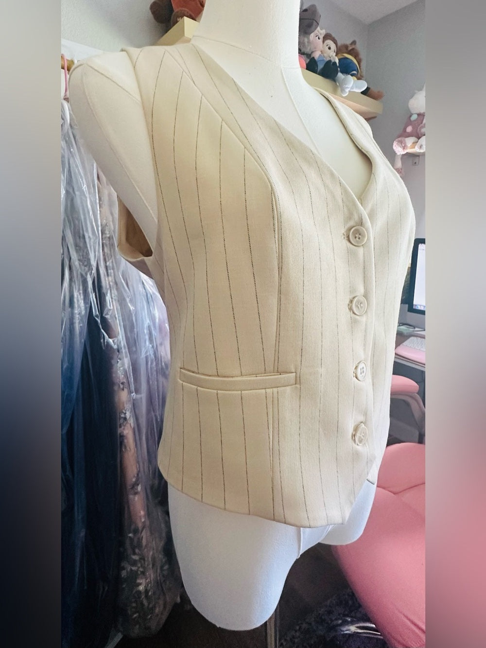 Rachel Zoe Pinstripe Tailored Waistcoat Vest