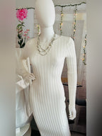 Forever 21 Ivory Ribbed Knit Long Sleeve Bodycon Dress