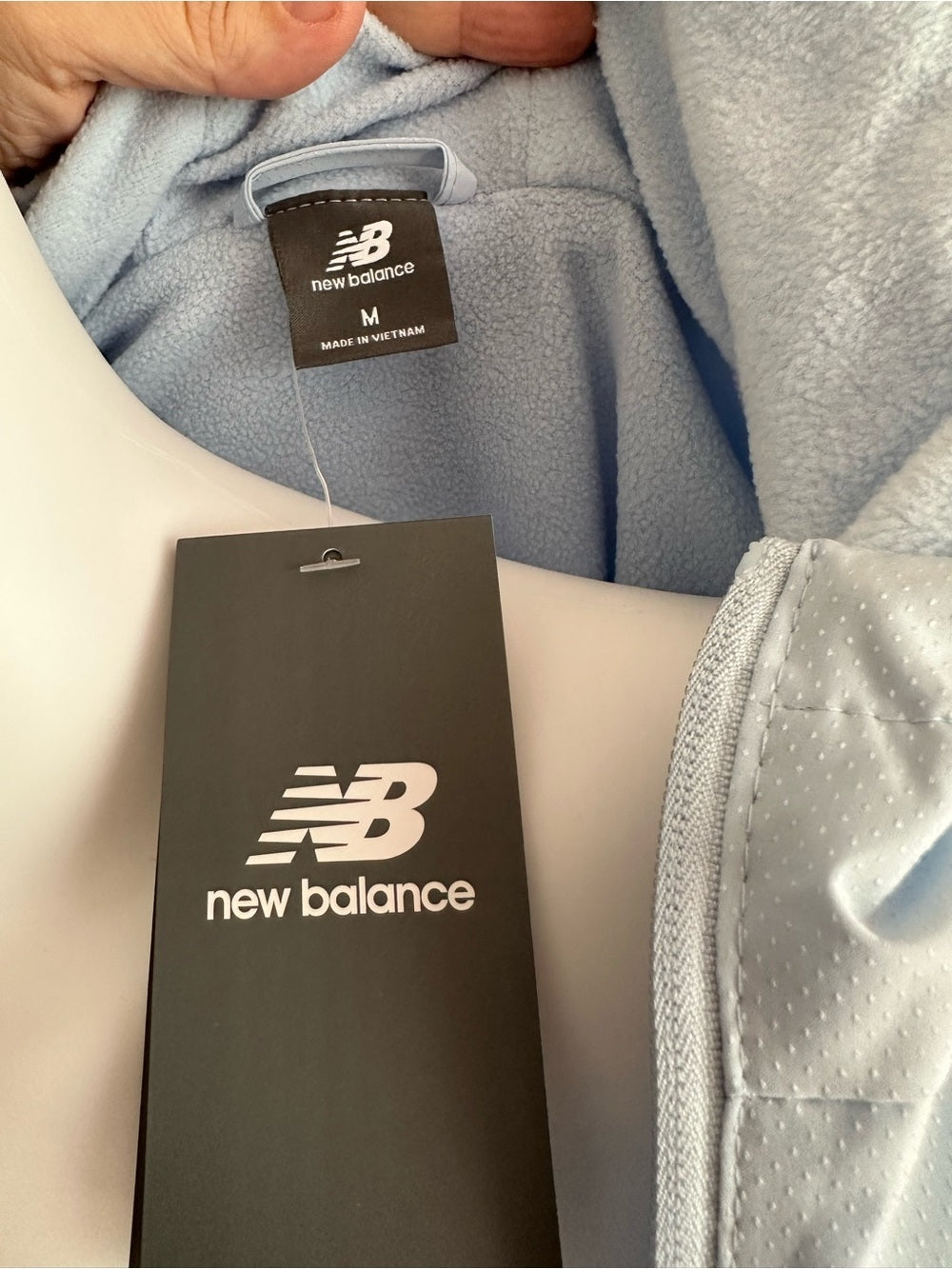 New Balance Blue Fleece Lined Hooded Windbreaker Jacket