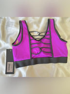 Yelete Purple Sports Bra with Black Trim