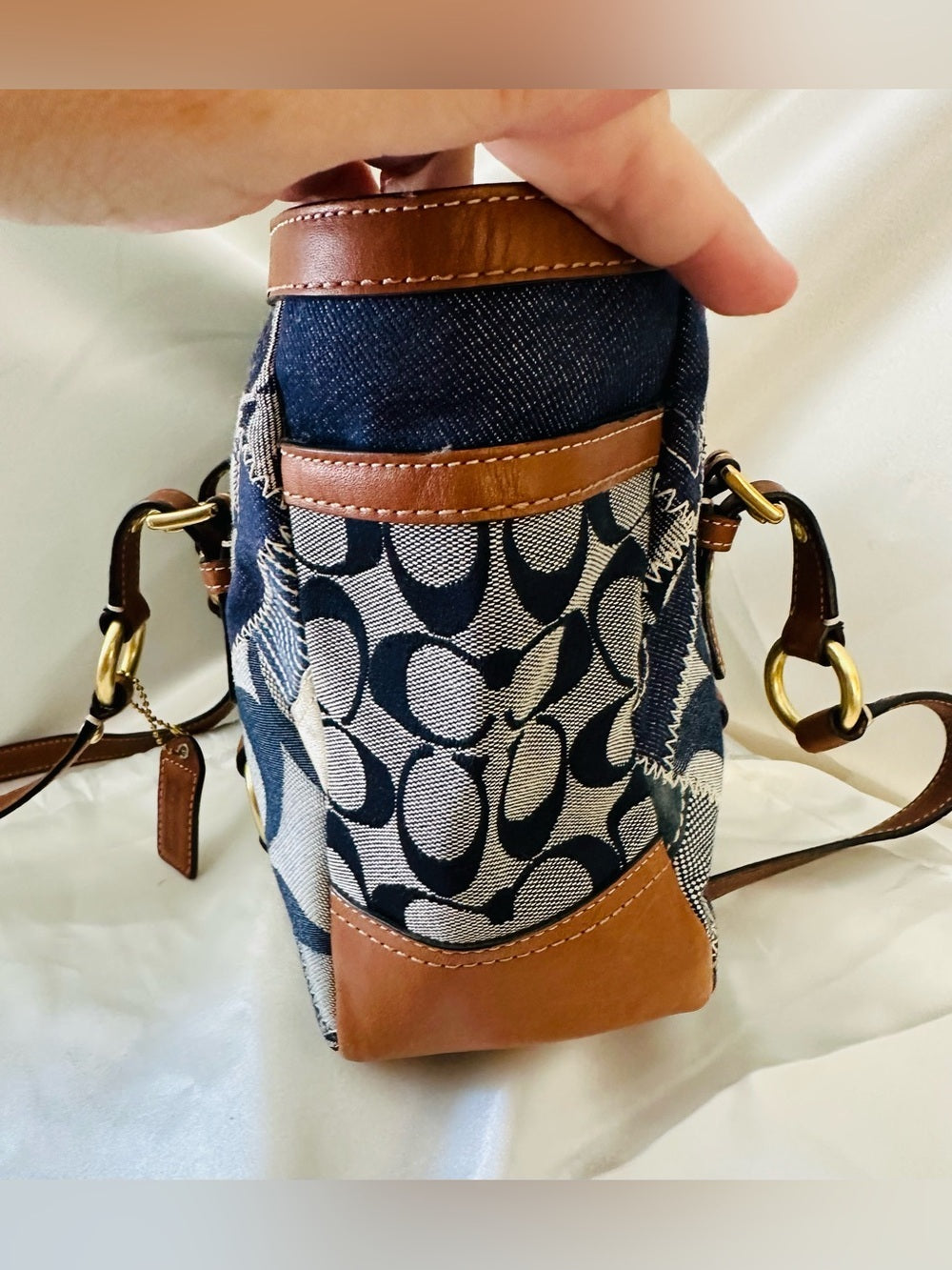 Rare Vintage Coach Signature Denim Patchwork Gallery Tote