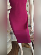Forever 21 Berry Pink Ribbed Knit Bodycon Midi Dress NWT