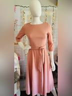 Dress Tells Dusty Rose Pink Belted A-Line Midi Dress