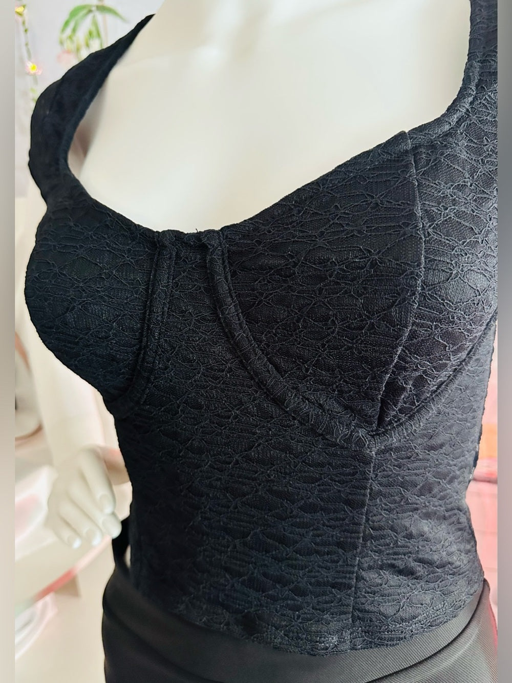 Wild Fable Black Lace Corset Bustier Crop Top