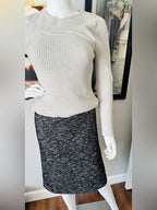 Banana Republic Italian Tweed Cotton Wool Pencil Skirt Black White