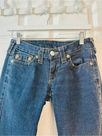 True Religion Johnny Straight Leg Jeans Dark Wash Low Rise Stretch