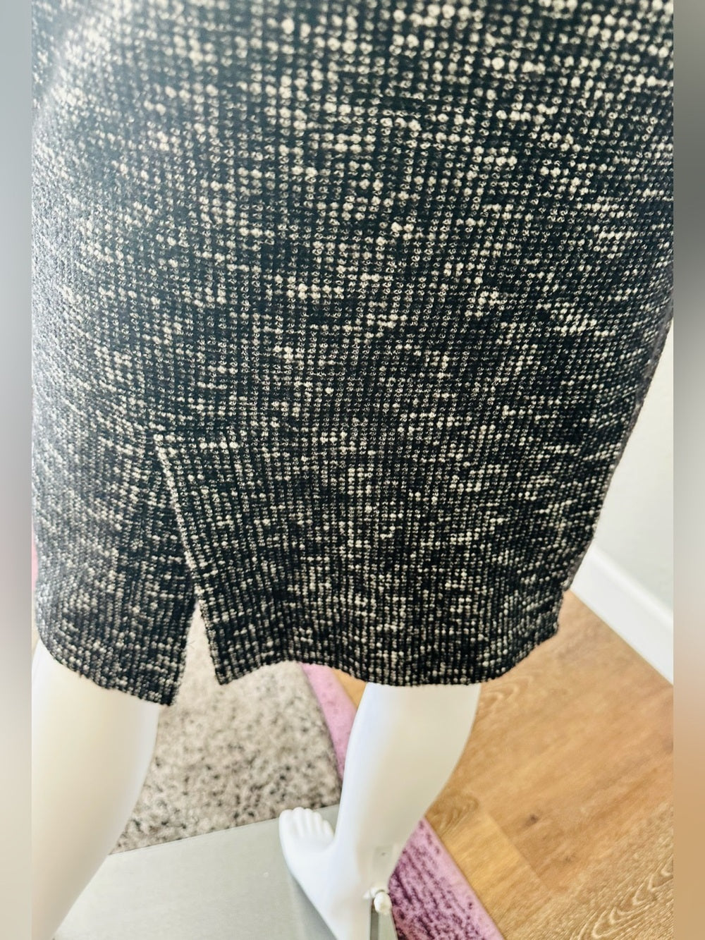 Banana Republic Italian Tweed Cotton Wool Pencil Skirt Black White