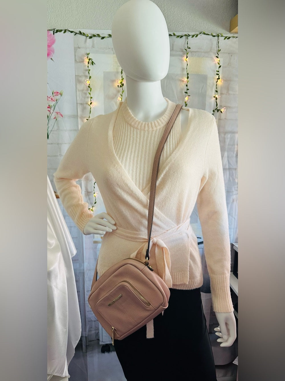 Steve Madden Blush Pink Pebbled Crossbody Bag Gold Hardware
