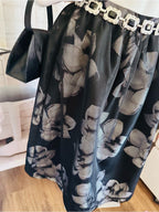 Forever 21 Black Mesh Floral Midi Skirt