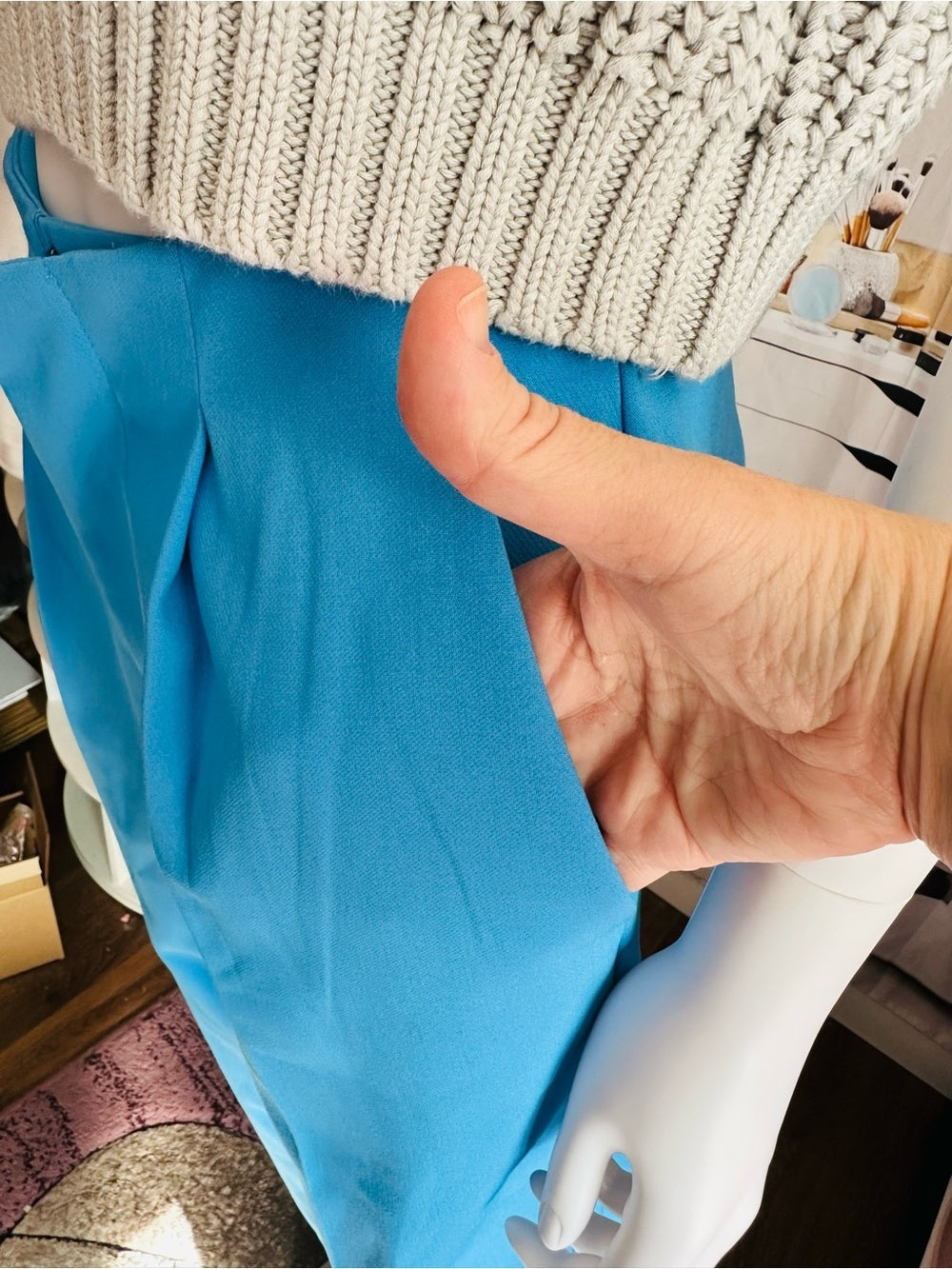 A New Day Blue Tapered Ankle Dress Pants Stretch