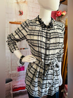 Anthropologie Black & White Plaid Belted Tunic