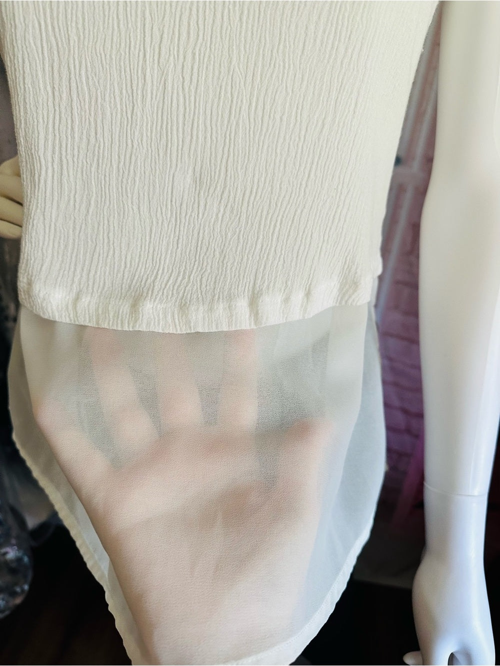 White Embroidered Sleeveless Layered Boho Blouse