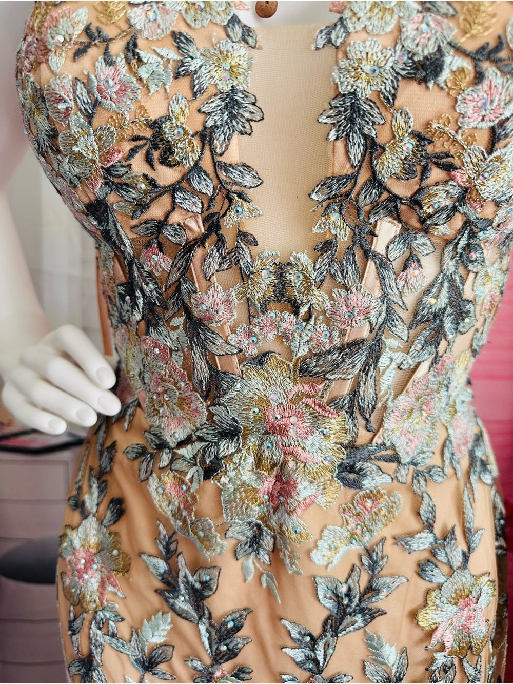 Mac Duggal Embroidered Floral Trumpet Gown