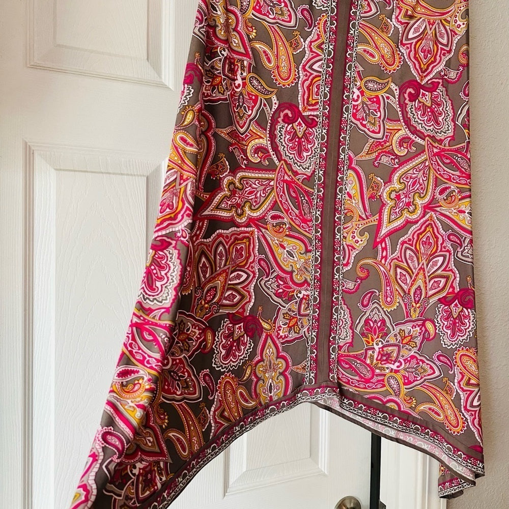 INC International Concepts Pink and Brown Paisley Midi Skirt
