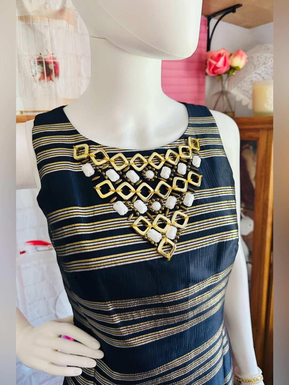 Lilly Pulitzer Virginia Jeweled Metallic Stripe Dress