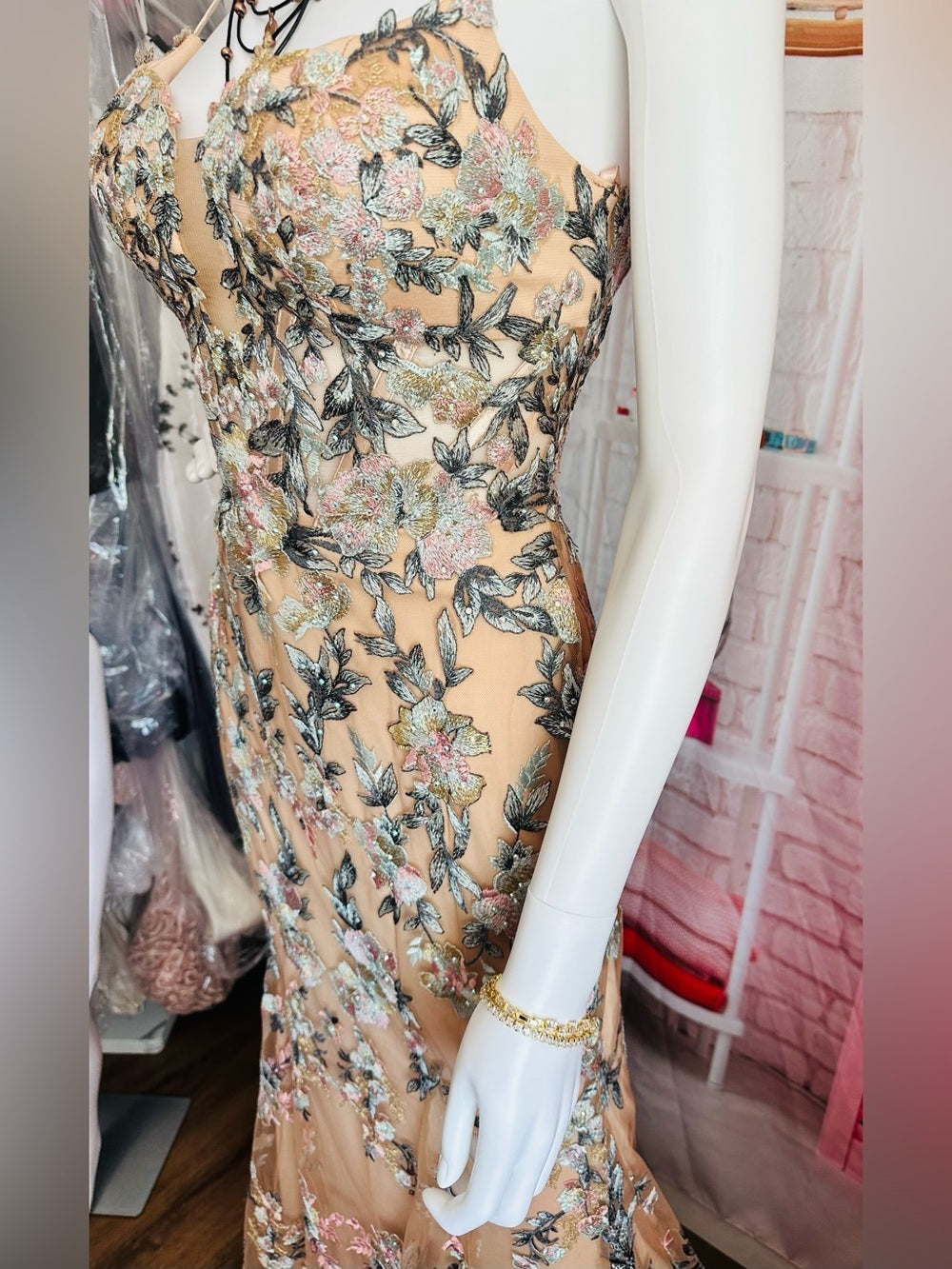 Mac Duggal Embroidered Floral Trumpet Gown