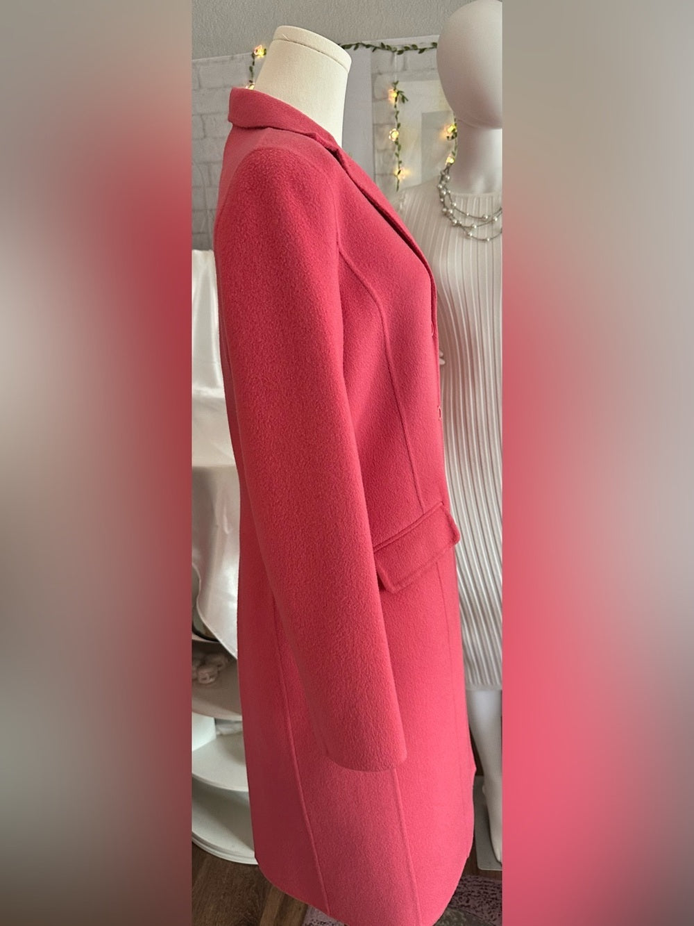 Vintage OSCAR Oscar de la Renta Pink Wool Blend Long Coat