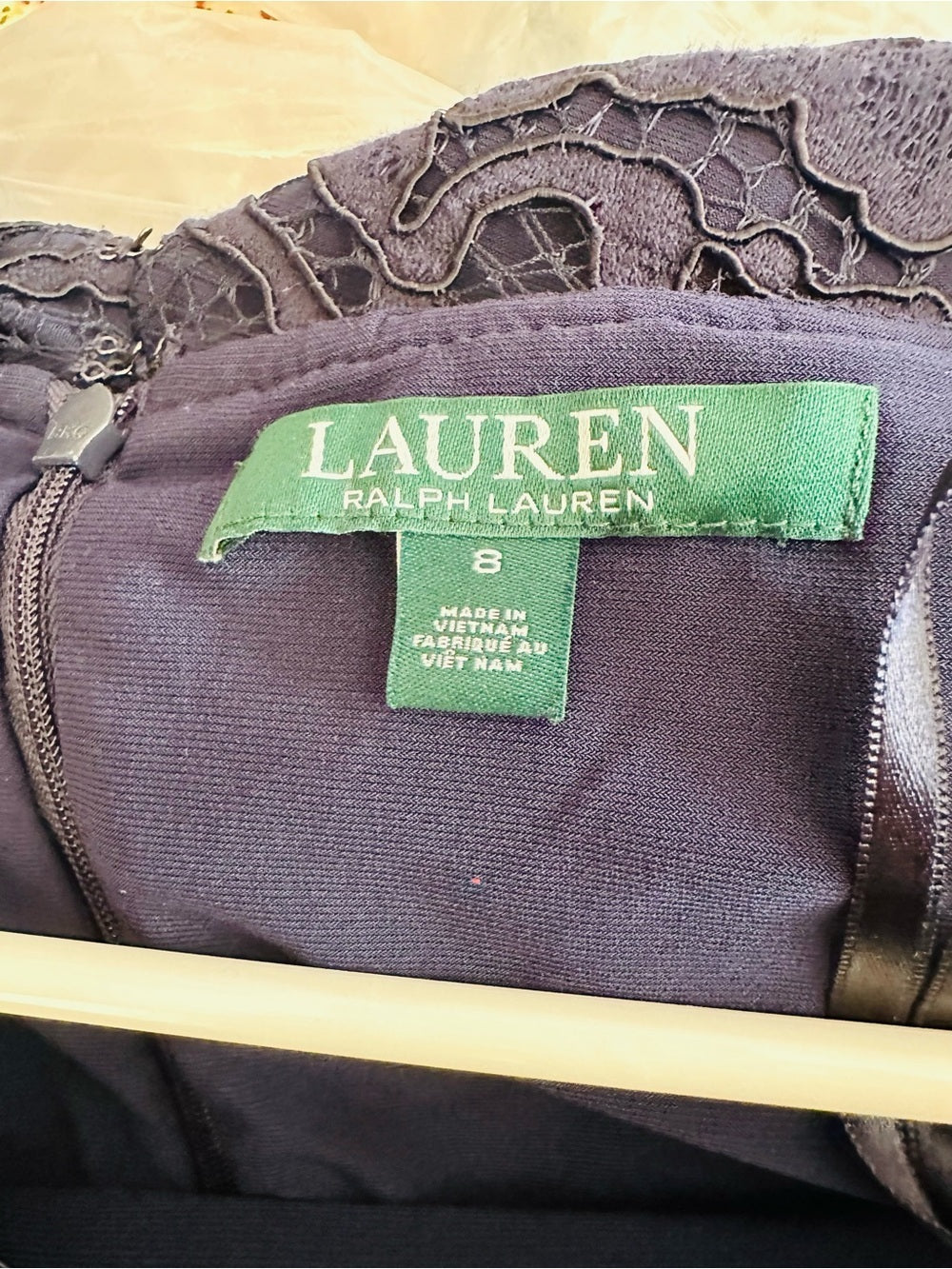 Lauren Ralph Lauren Navy Lace Off Shoulder Sheath Dress