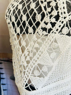 Ella Moss White Open Knit Crochet Boho Long Sleeve Sweater