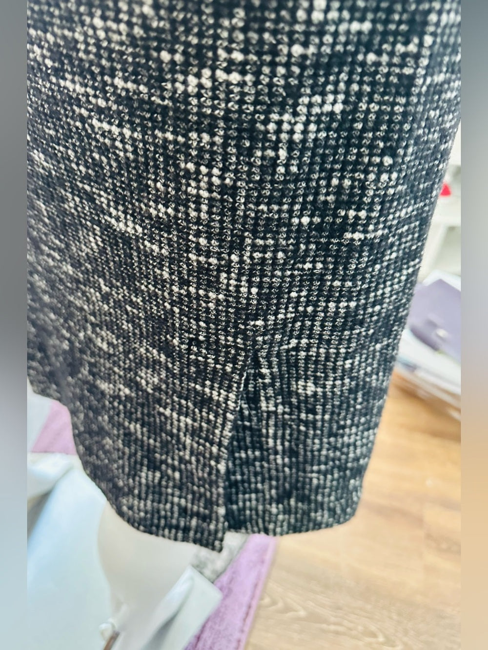 Banana Republic Italian Tweed Cotton Wool Pencil Skirt Black White