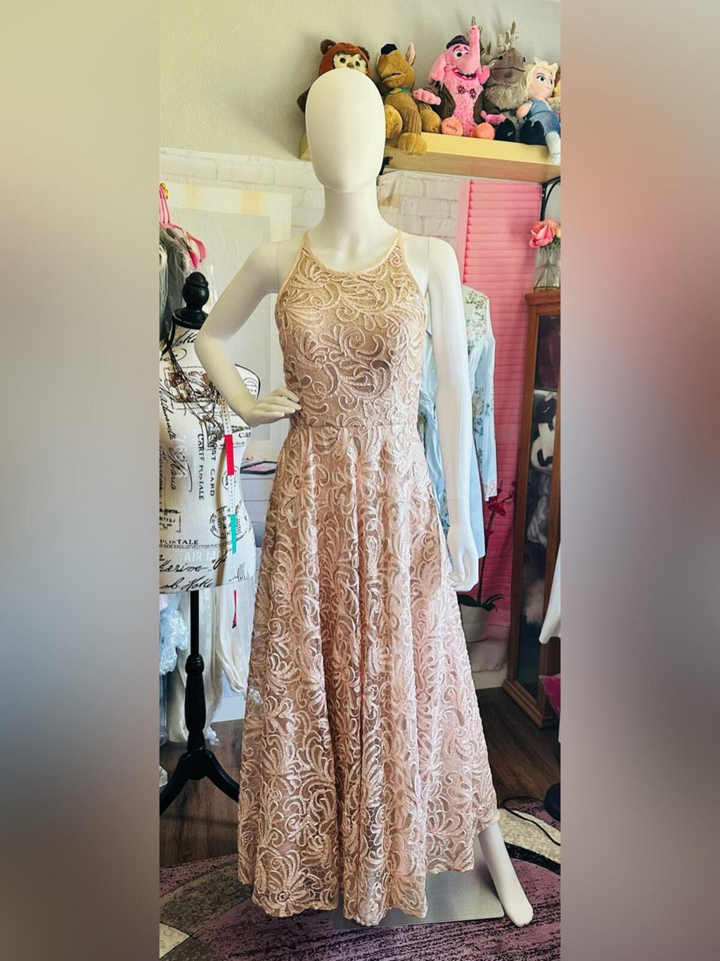 Betsy & Adam Lace & Sequin Formal Dress